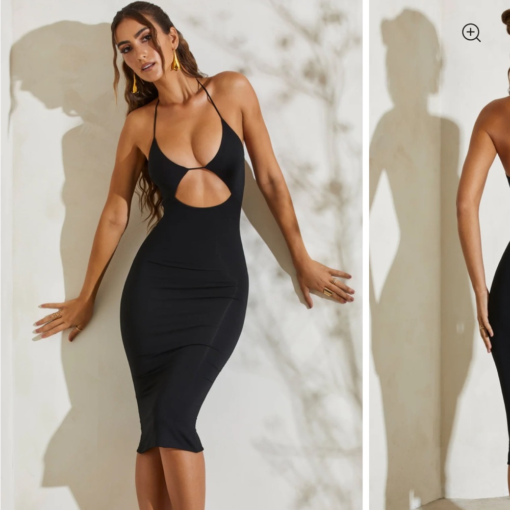 Oh Polly Black Backless Dress Halter Tie